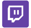 Twitch logo in white on a purple background.