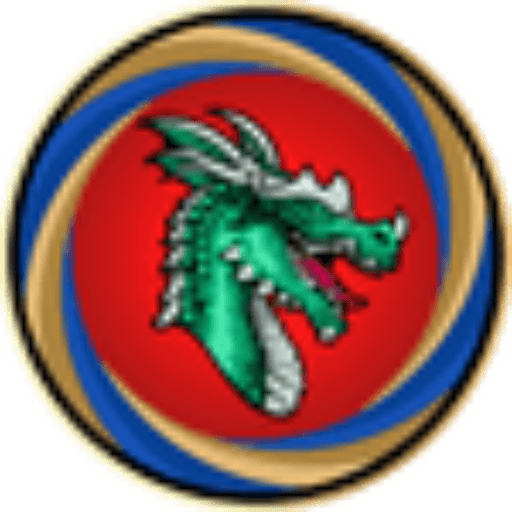 Green dragon emblem on red circular background.