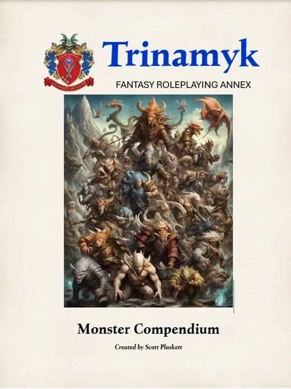 Cover of Irinayk fantasy roleplaying annex titled Monster Compendium.